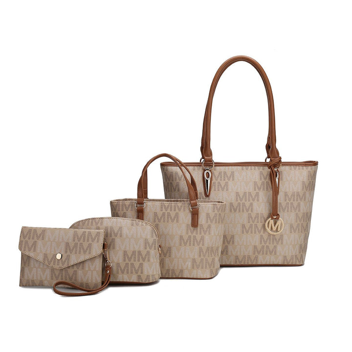 MKFCollection Alexy Signature Tote Bag and Set - Vegan Leather Designer Handbag Image 9