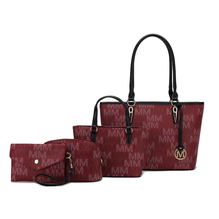 MKFCollection Alexy Signature Tote Bag and Set - Vegan Leather Designer Handbag Image 10