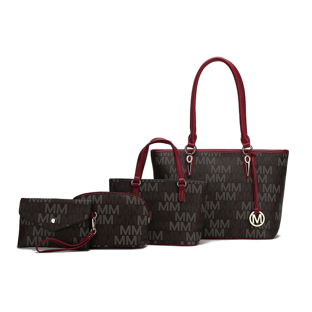 MKFCollection Alexy Signature Tote Bag and Set - Vegan Leather Designer Handbag Image 11