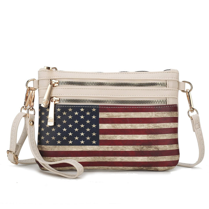 MKFCollection Alisson Printed Flag Crossbody Bag - Vegan Leather Designer Image 2