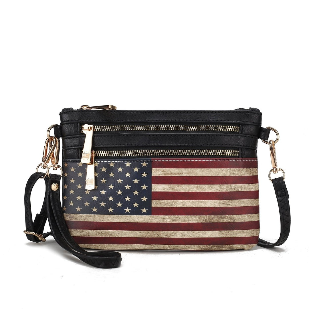 MKFCollection Alisson Printed Flag Crossbody Bag - Vegan Leather Designer Image 3