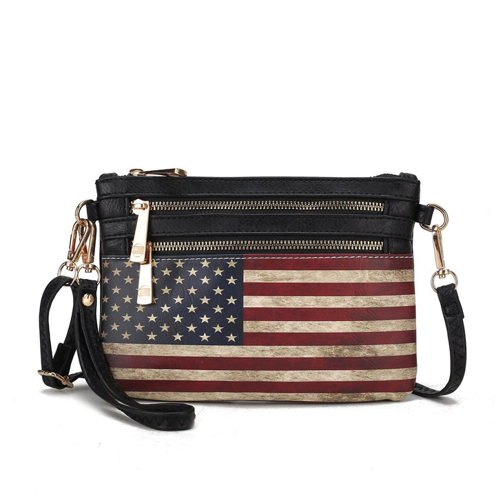 MKFCollection Alisson Printed Flag Crossbody Bag - Vegan Leather Designer Image 3