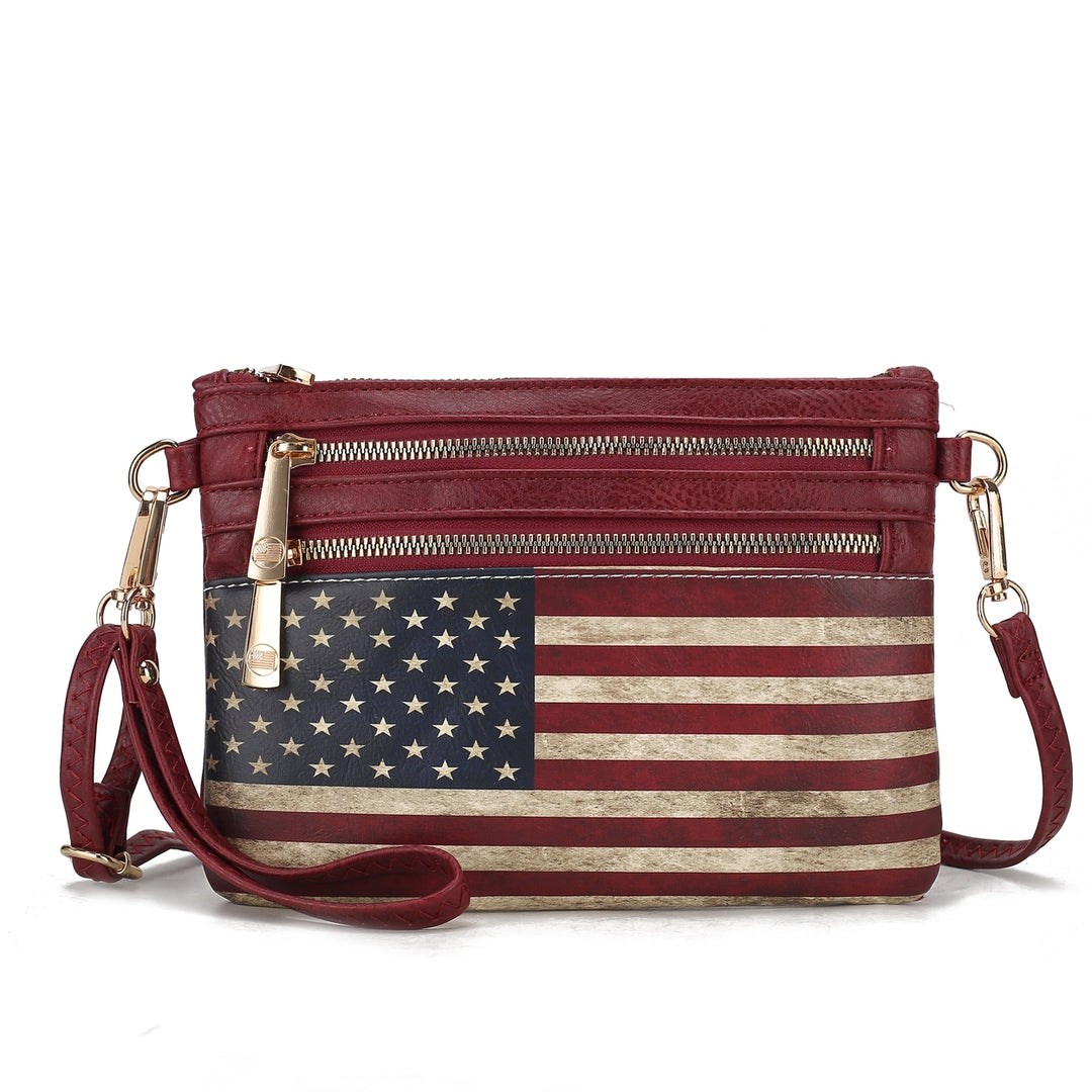 MKFCollection Alisson Printed Flag Crossbody Bag - Vegan Leather Designer Image 4