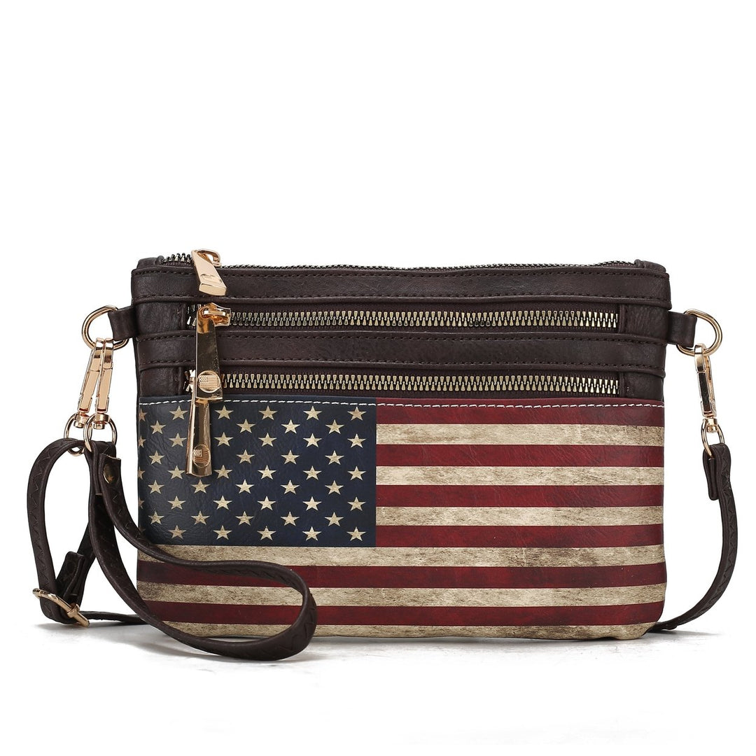 MKFCollection Alisson Printed Flag Crossbody Bag - Vegan Leather Designer Image 4