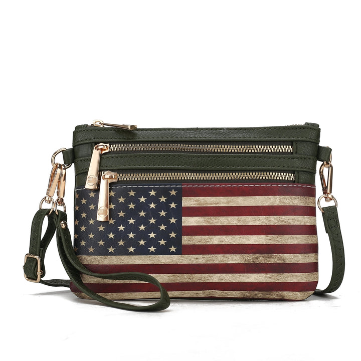 MKFCollection Alisson Printed Flag Crossbody Bag - Vegan Leather Designer Image 6