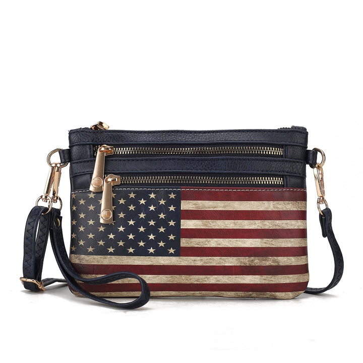 MKFCollection Alisson Printed Flag Crossbody Bag - Vegan Leather Designer Image 7