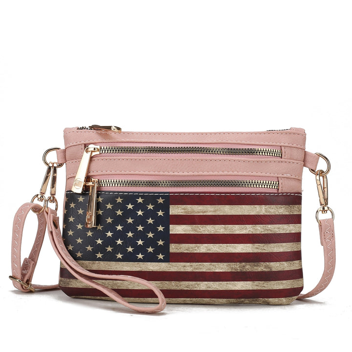 MKFCollection Alisson Printed Flag Crossbody Bag - Vegan Leather Designer Image 8