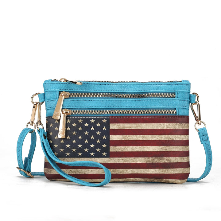 MKFCollection Alisson Printed Flag Crossbody Bag - Vegan Leather Designer Image 11