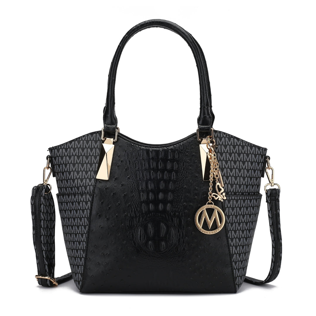 MKFCollection Kristal Signature Tote Bag - Vegan Leather Designer Handbag Image 3