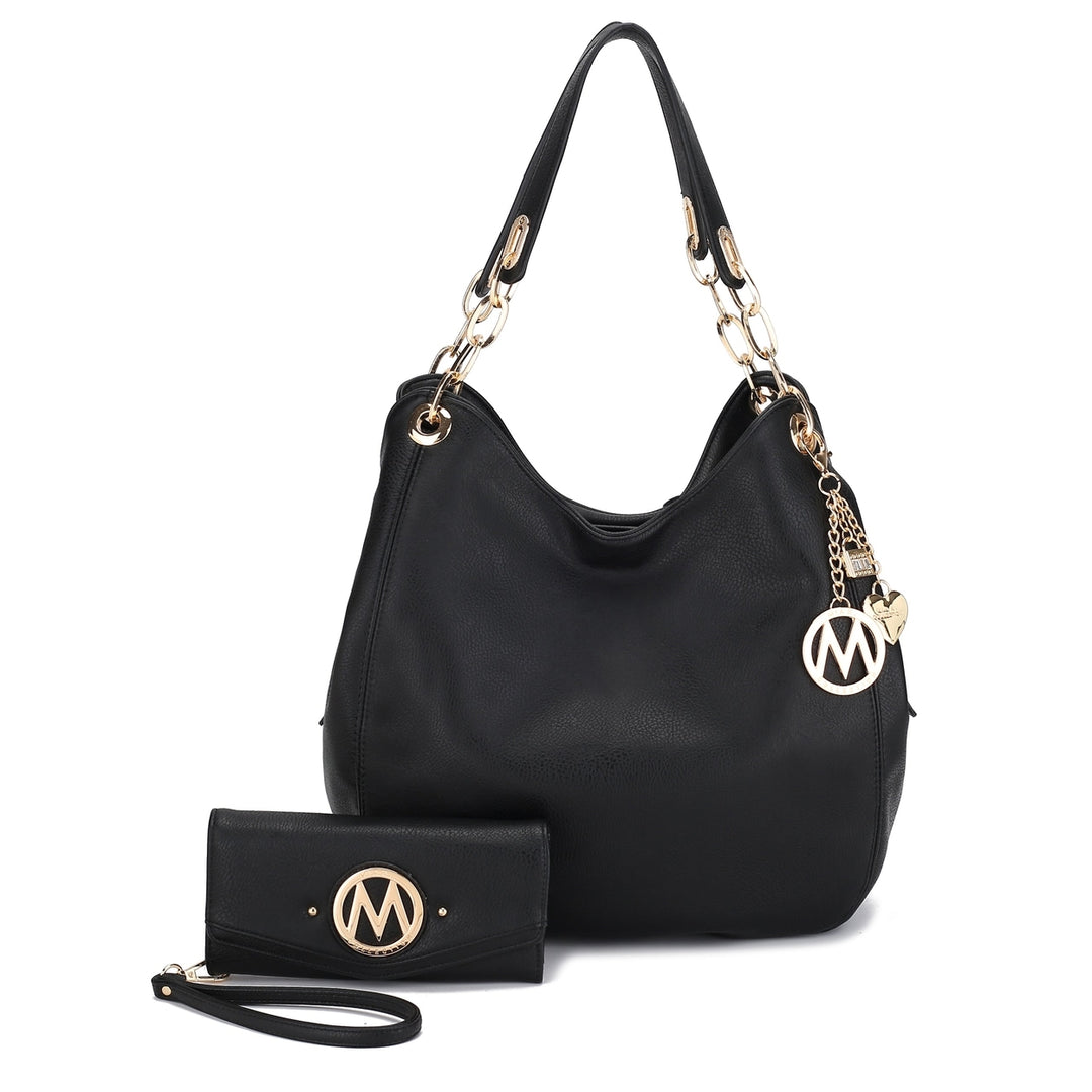 MKFCollection Ashley Hobo Bag and Wallet Set - Vegan Leather Designer Handbag Image 3