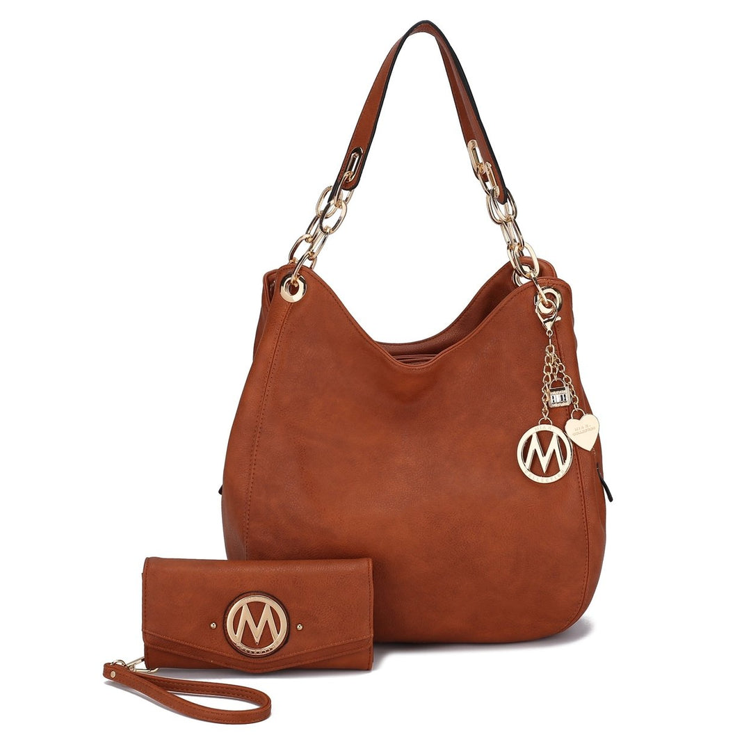 MKFCollection Ashley Hobo Bag and Wallet Set - Vegan Leather Designer Handbag Image 4