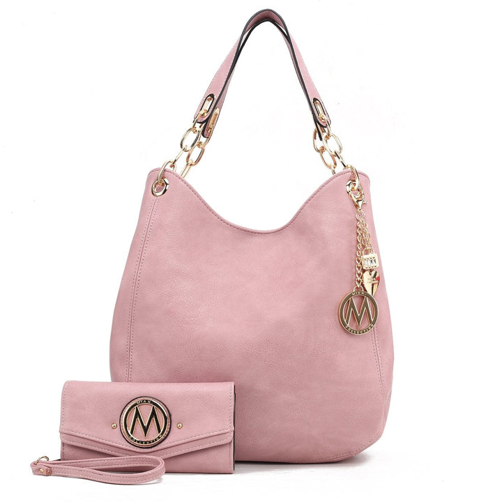 MKFCollection Ashley Hobo Bag and Wallet Set - Vegan Leather Designer Handbag Image 4