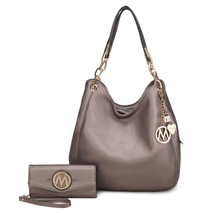 MKFCollection Ashley Hobo Bag and Wallet Set - Vegan Leather Designer Handbag Image 8