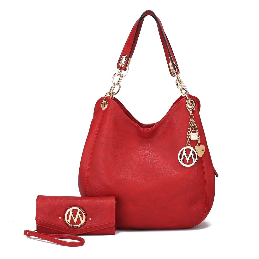 MKFCollection Ashley Hobo Bag and Wallet Set - Vegan Leather Designer Handbag Image 9