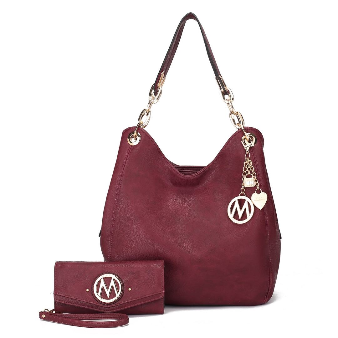 MKFCollection Ashley Hobo Bag and Wallet Set - Vegan Leather Designer Handbag Image 11