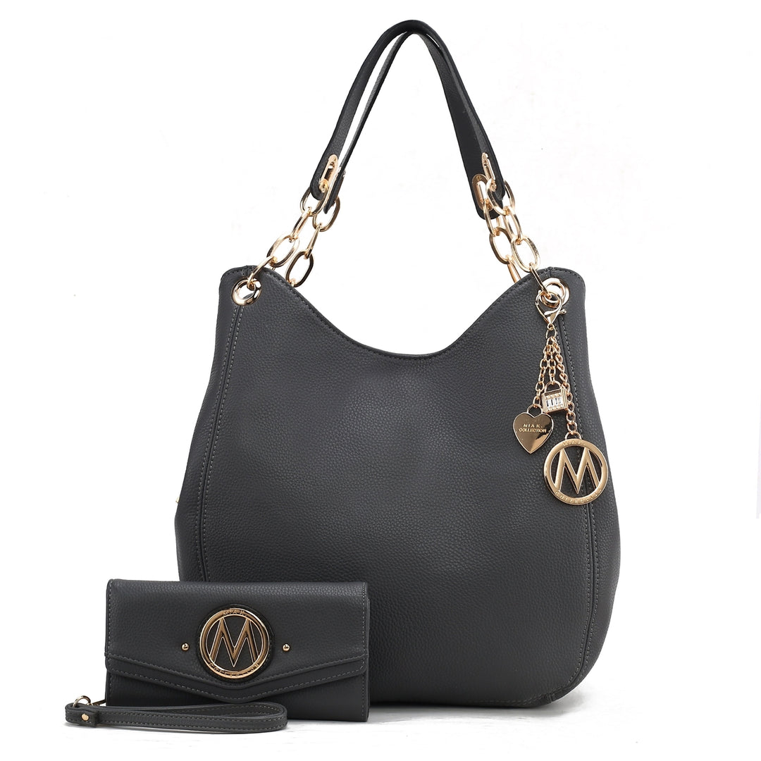 MKFCollection Ashley Hobo Bag and Wallet Set - Vegan Leather Designer Handbag Image 12