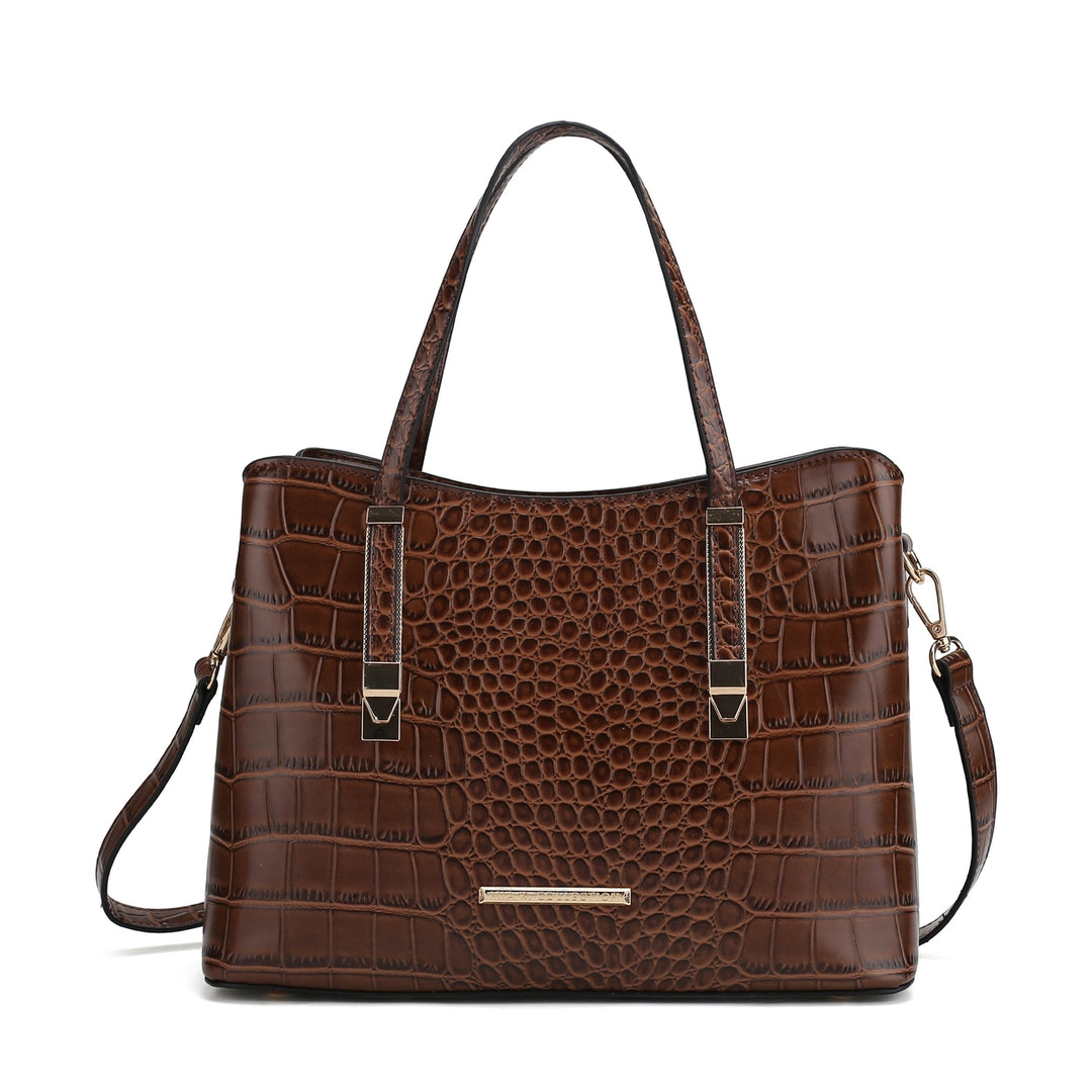 MKFCollection Aurelia Embossed Shoulder Bag - Vegan Leather Designer Handbag Image 3