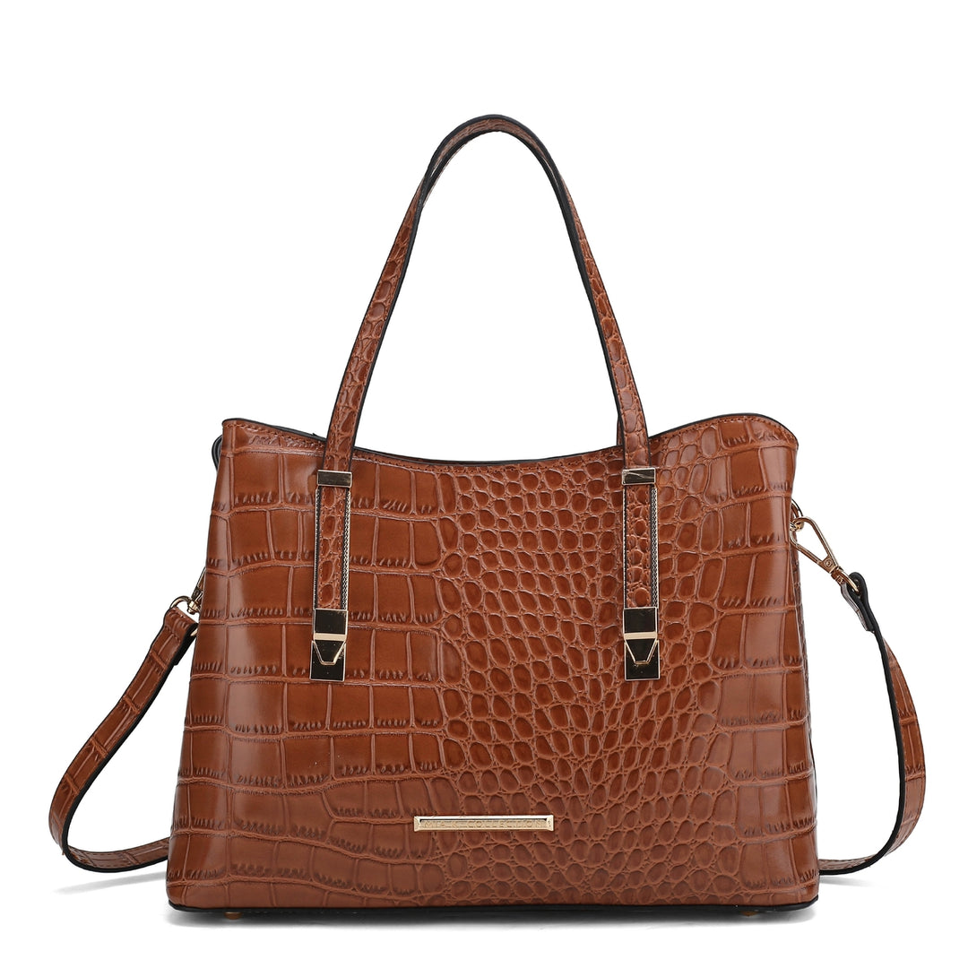 MKFCollection Aurelia Embossed Shoulder Bag - Vegan Leather Designer Handbag Image 4