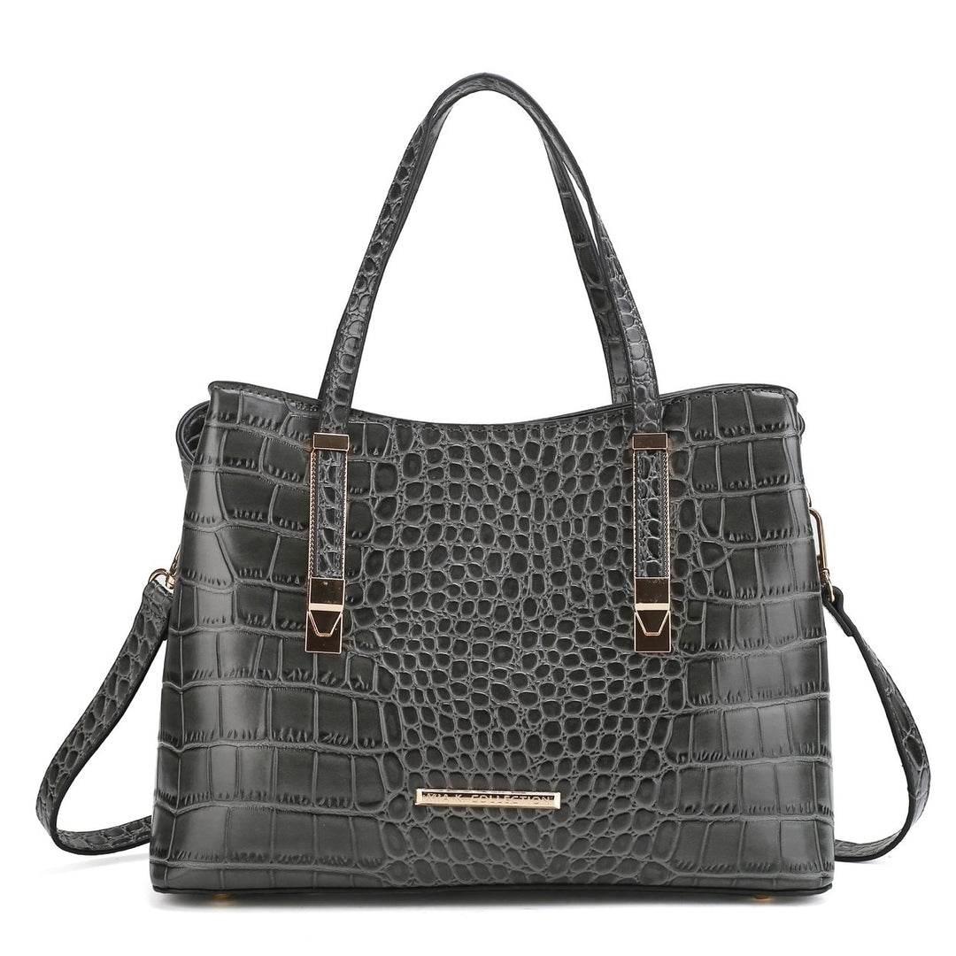 MKFCollection Aurelia Embossed Shoulder Bag - Vegan Leather Designer Handbag Image 1