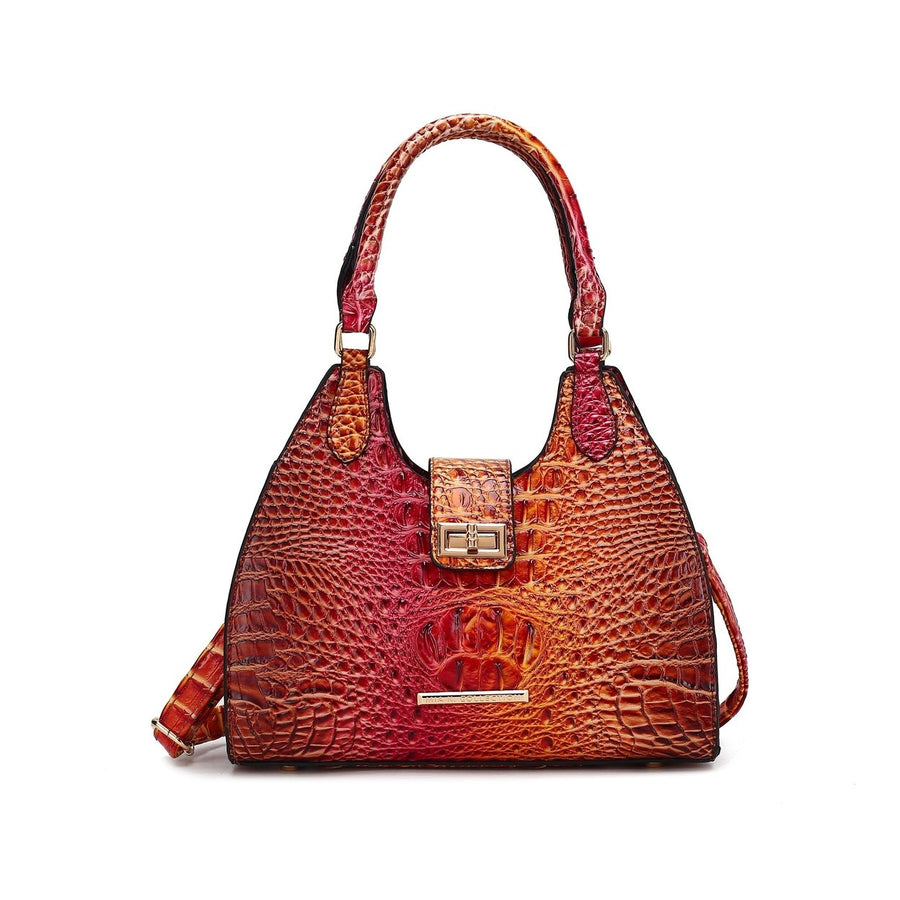 MKFCollection Ava Gradient Croc Tote Bag - Vegan Leather Designer Handbag Image 1