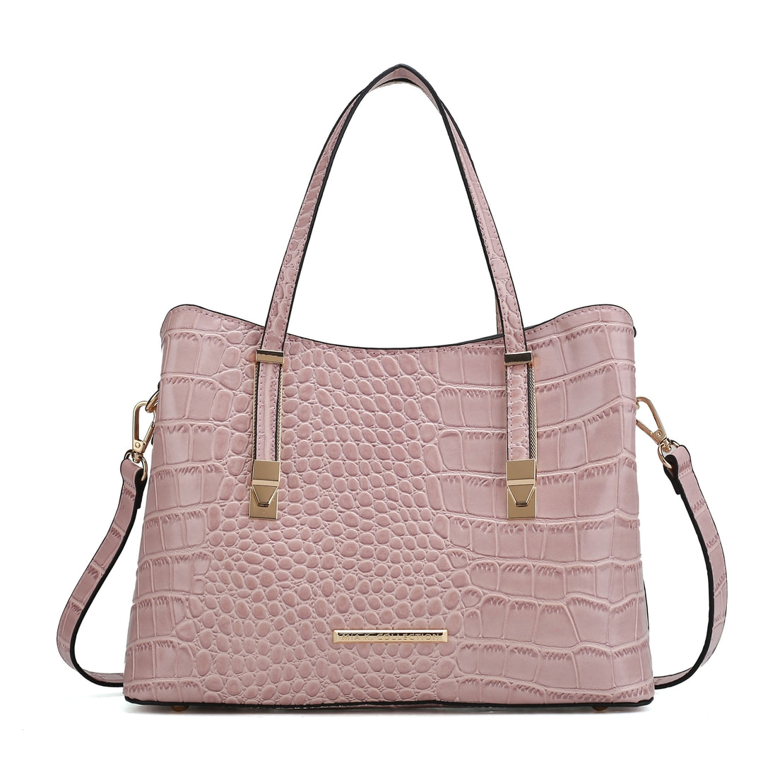 MKFCollection Aurelia Embossed Shoulder Bag - Vegan Leather Designer Handbag Image 10