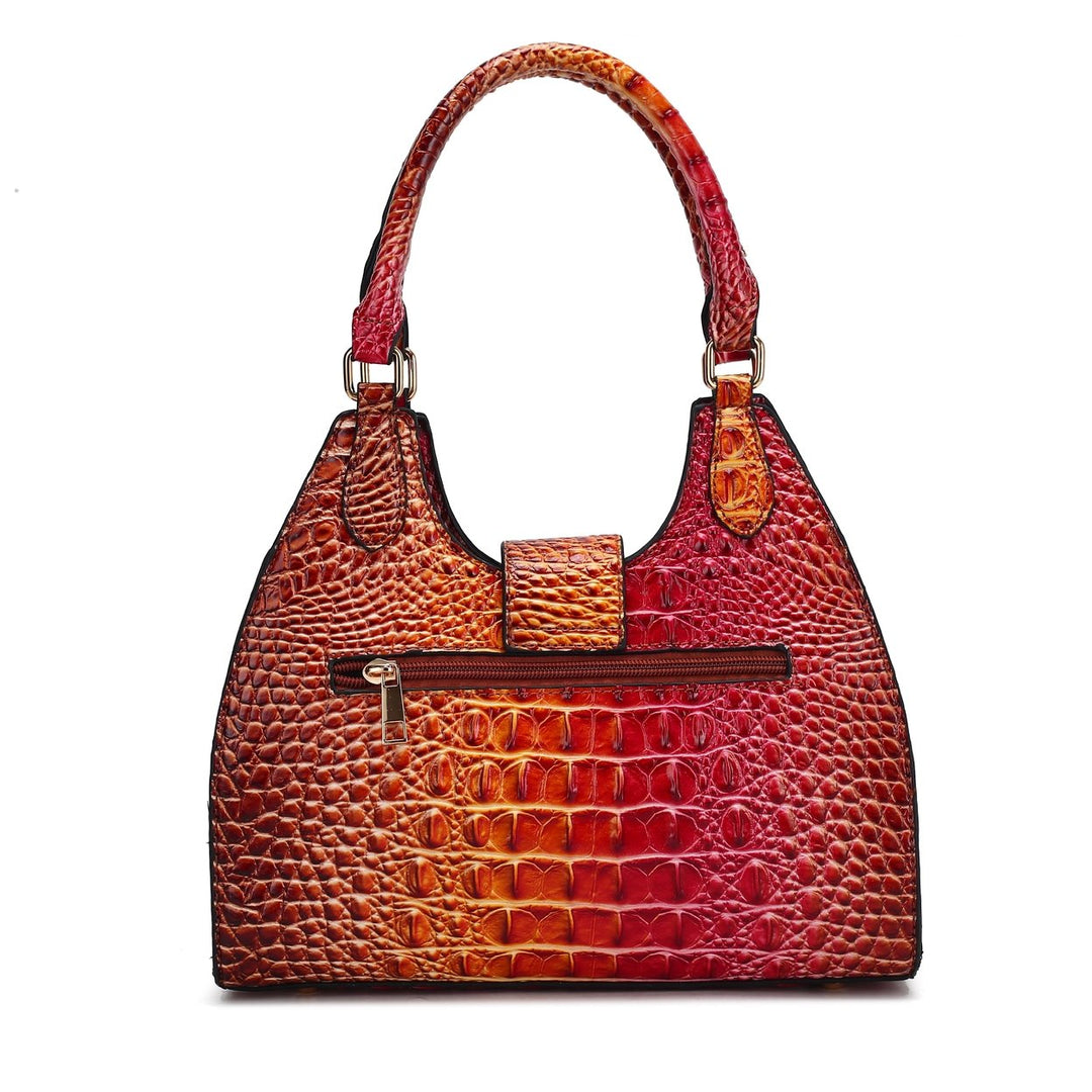 MKFCollection Ava Gradient Croc Tote Bag - Vegan Leather Designer Handbag Image 3