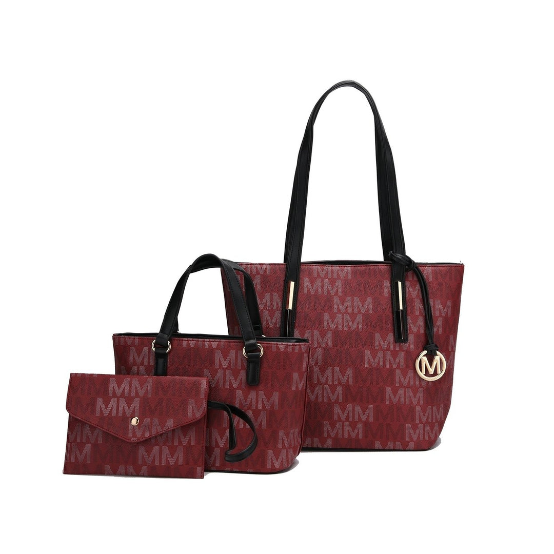 MKFCollection Aylet Signature Tote Bag and Set - Vegan Leather Designer Handbag Image 1