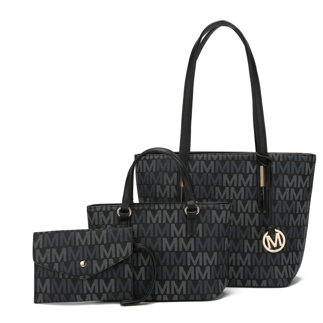 MKFCollection Aylet Signature Tote Bag and Set - Vegan Leather Designer Handbag Image 3