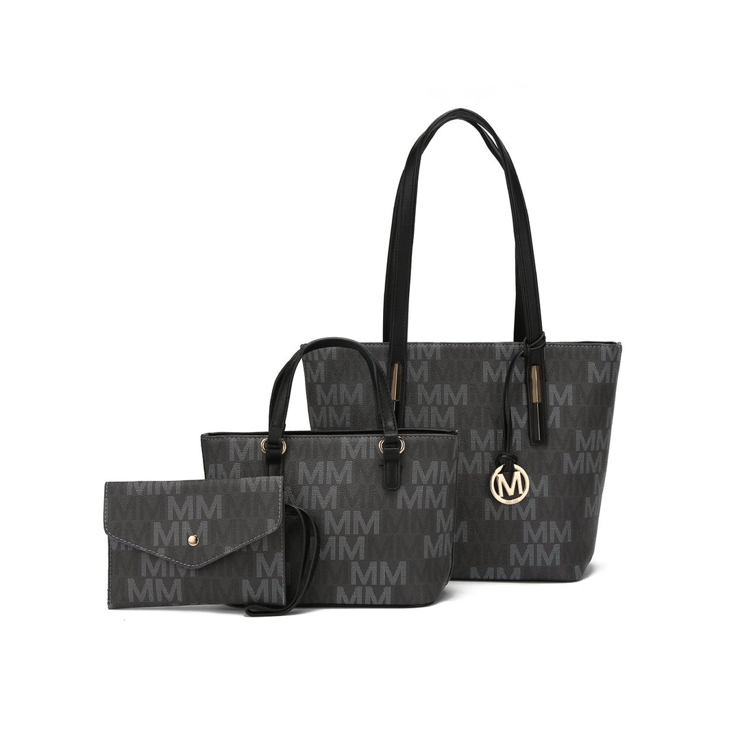 MKFCollection Aylet Signature Tote Bag and Set - Vegan Leather Designer Handbag Image 4