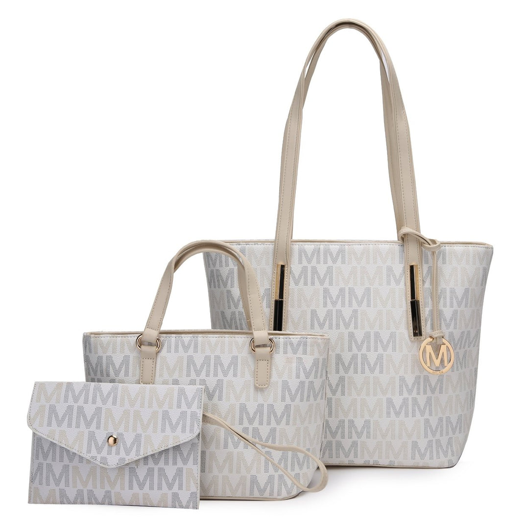 MKFCollection Aylet Signature Tote Bag and Set - Vegan Leather Designer Handbag Image 8