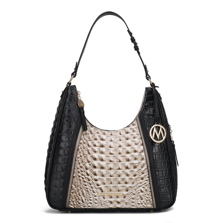 MKFCollection Becket Embossed Shoulder Bag - Vegan Leather Designer Handbag Image 2