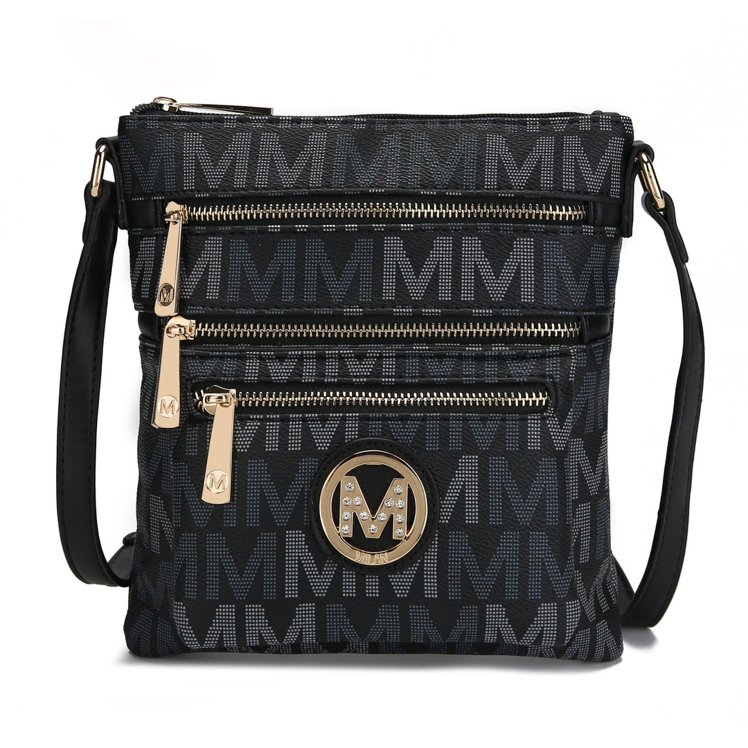 MKFCollection Beatrice Signature Crossbody Bag - Vegan Leather Designer Handbag Image 3