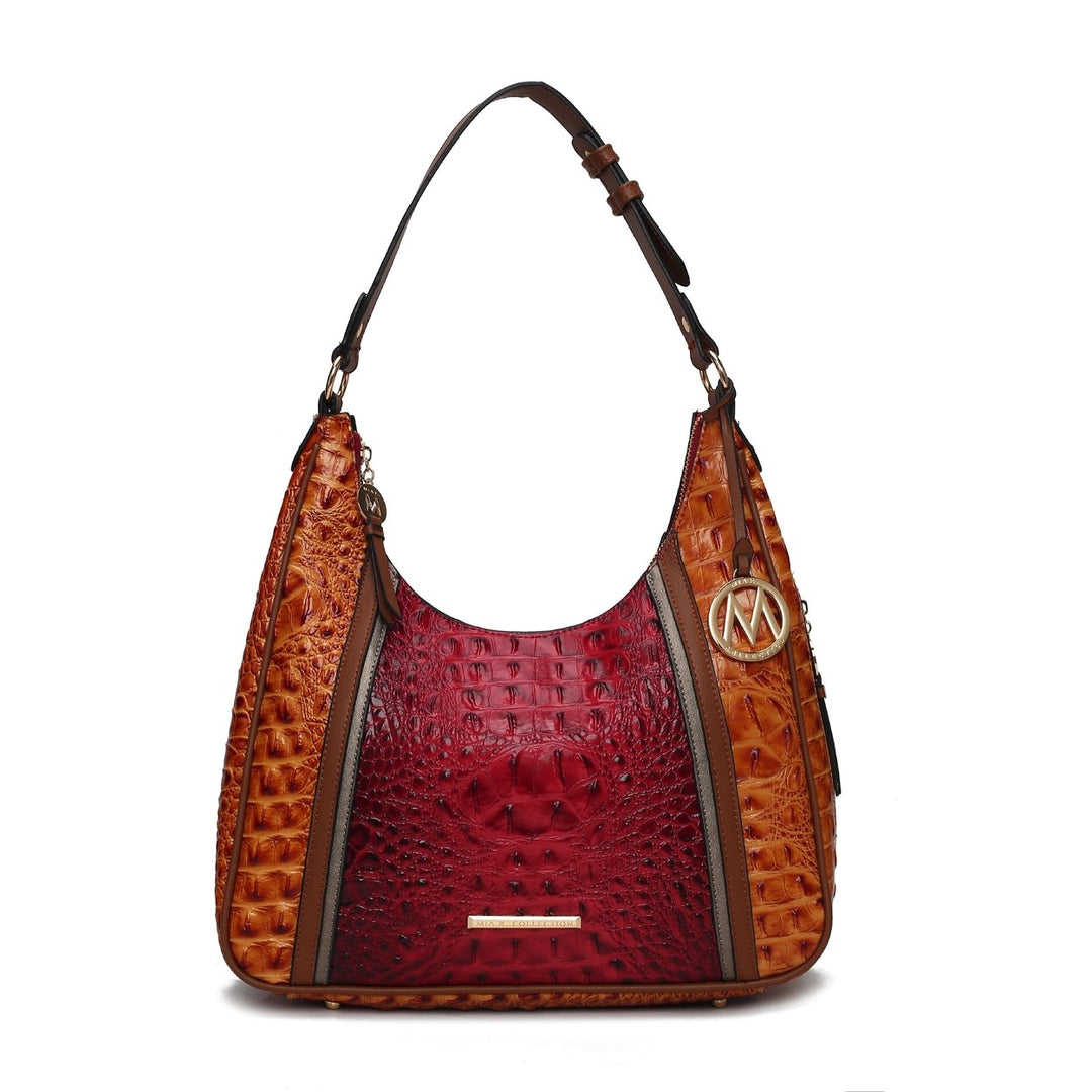 MKFCollection Becket Embossed Shoulder Bag - Vegan Leather Designer Handbag Image 4