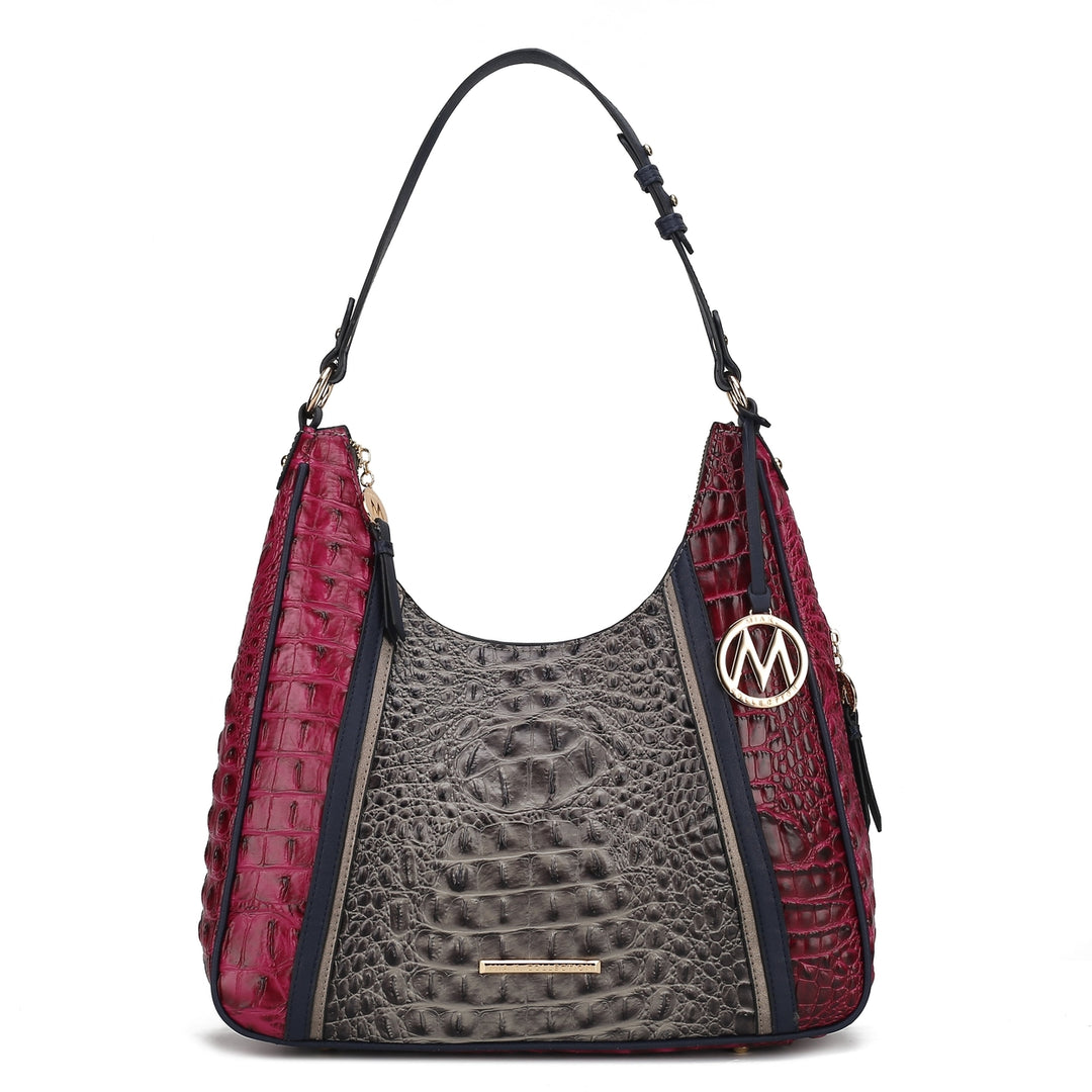 MKFCollection Becket Embossed Shoulder Bag - Vegan Leather Designer Handbag Image 4