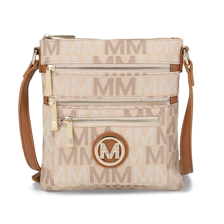 MKFCollection Beatrice Signature Crossbody Bag - Vegan Leather Designer Handbag Image 6