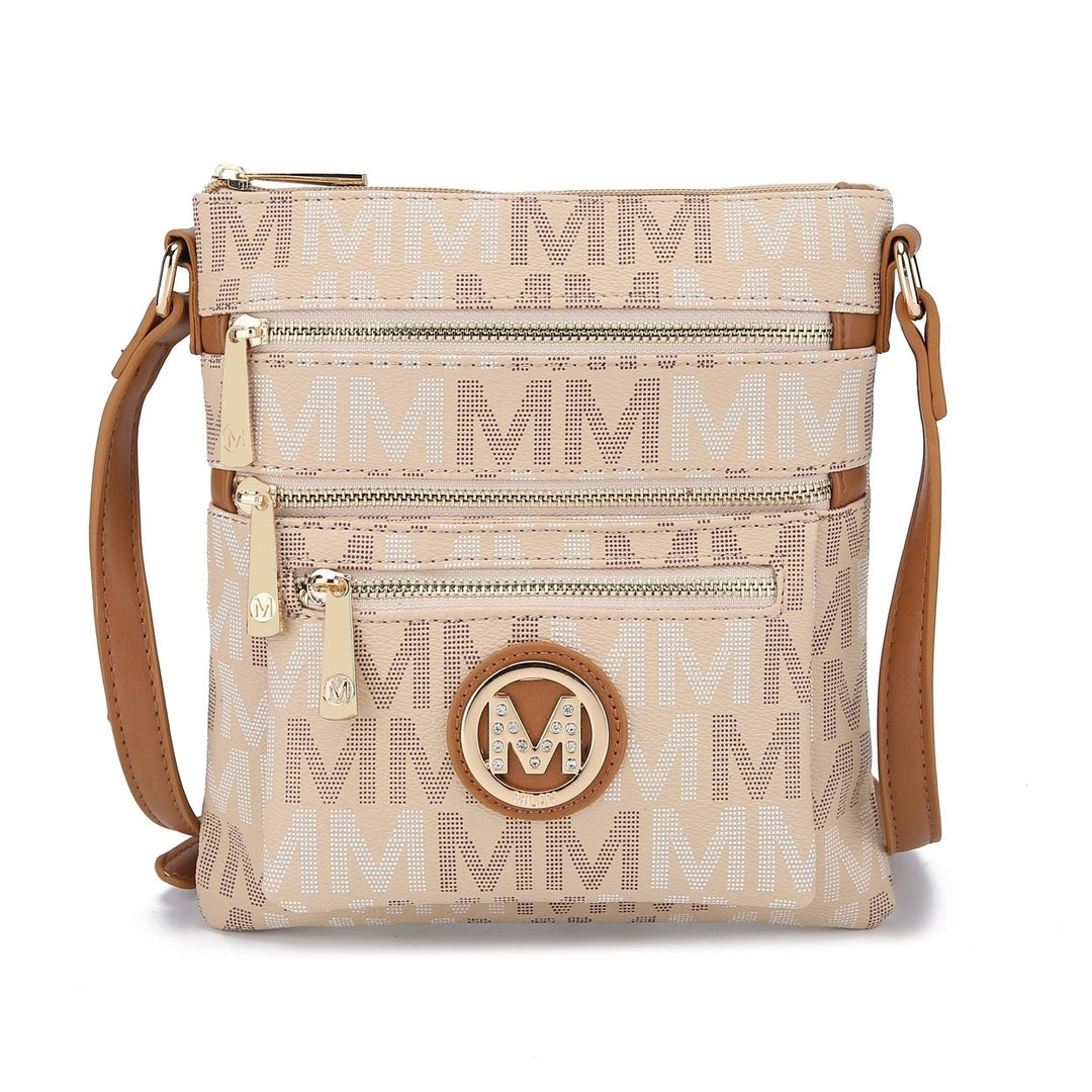 MKFCollection Beatrice Signature Crossbody Bag - Vegan Leather Designer Handbag Image 1