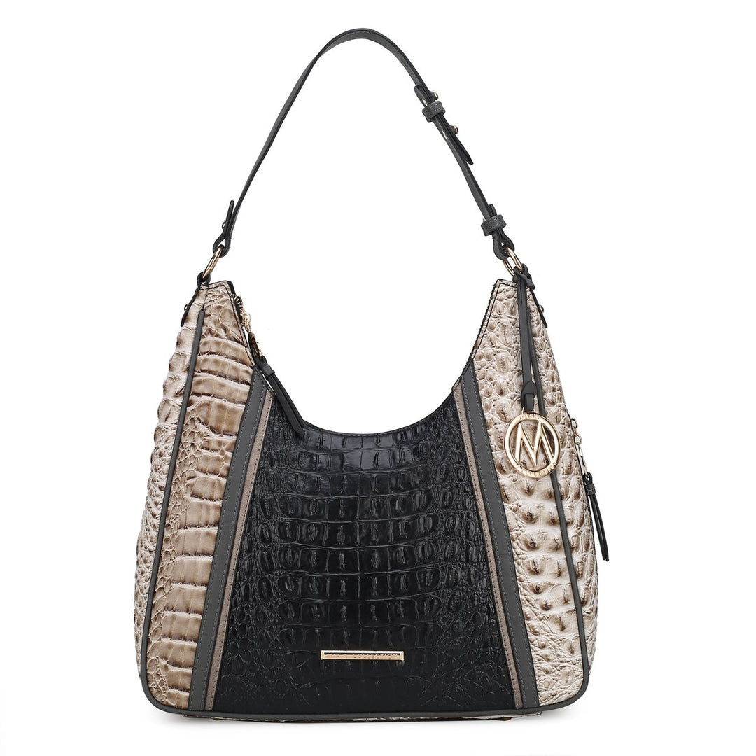 MKFCollection Becket Embossed Shoulder Bag - Vegan Leather Designer Handbag Image 1