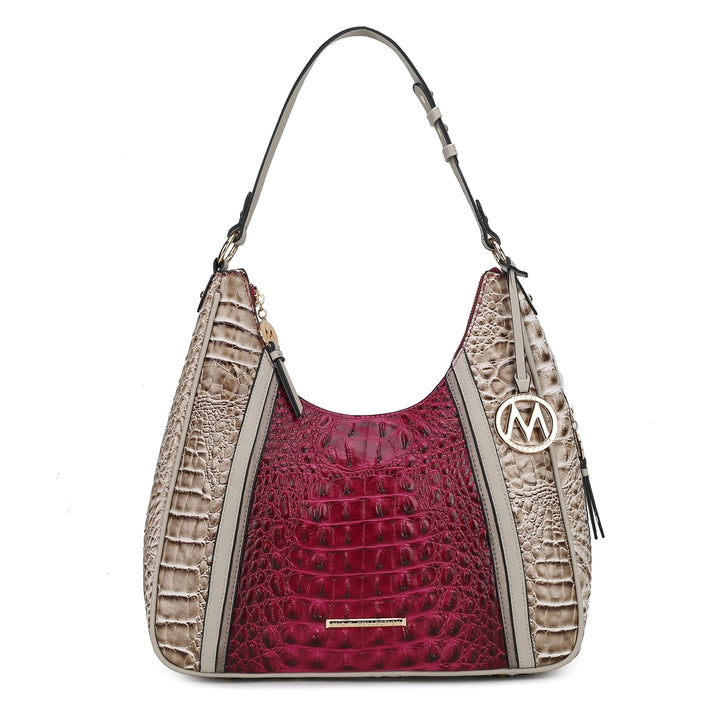 MKFCollection Becket Embossed Shoulder Bag - Vegan Leather Designer Handbag Image 8