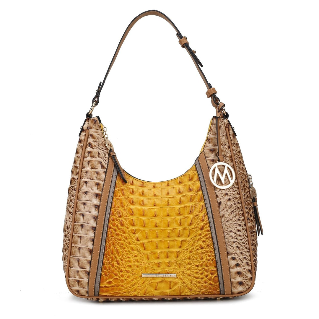 MKFCollection Becket Embossed Shoulder Bag - Vegan Leather Designer Handbag Image 9