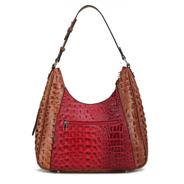 MKFCollection Becket Embossed Shoulder Bag - Vegan Leather Designer Handbag Image 11