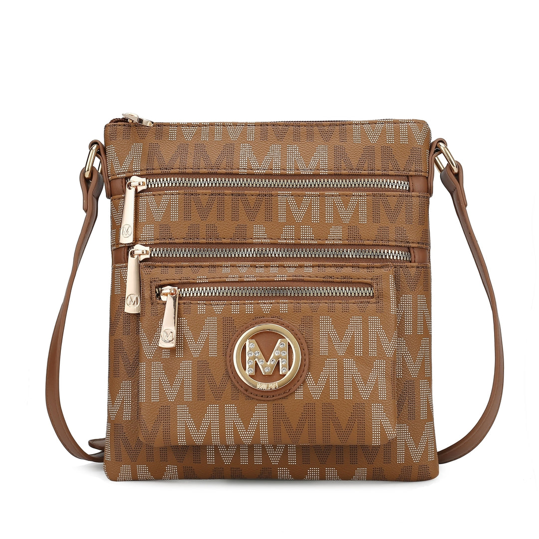 MKFCollection Beatrice Signature Crossbody Bag - Vegan Leather Designer Handbag Image 9