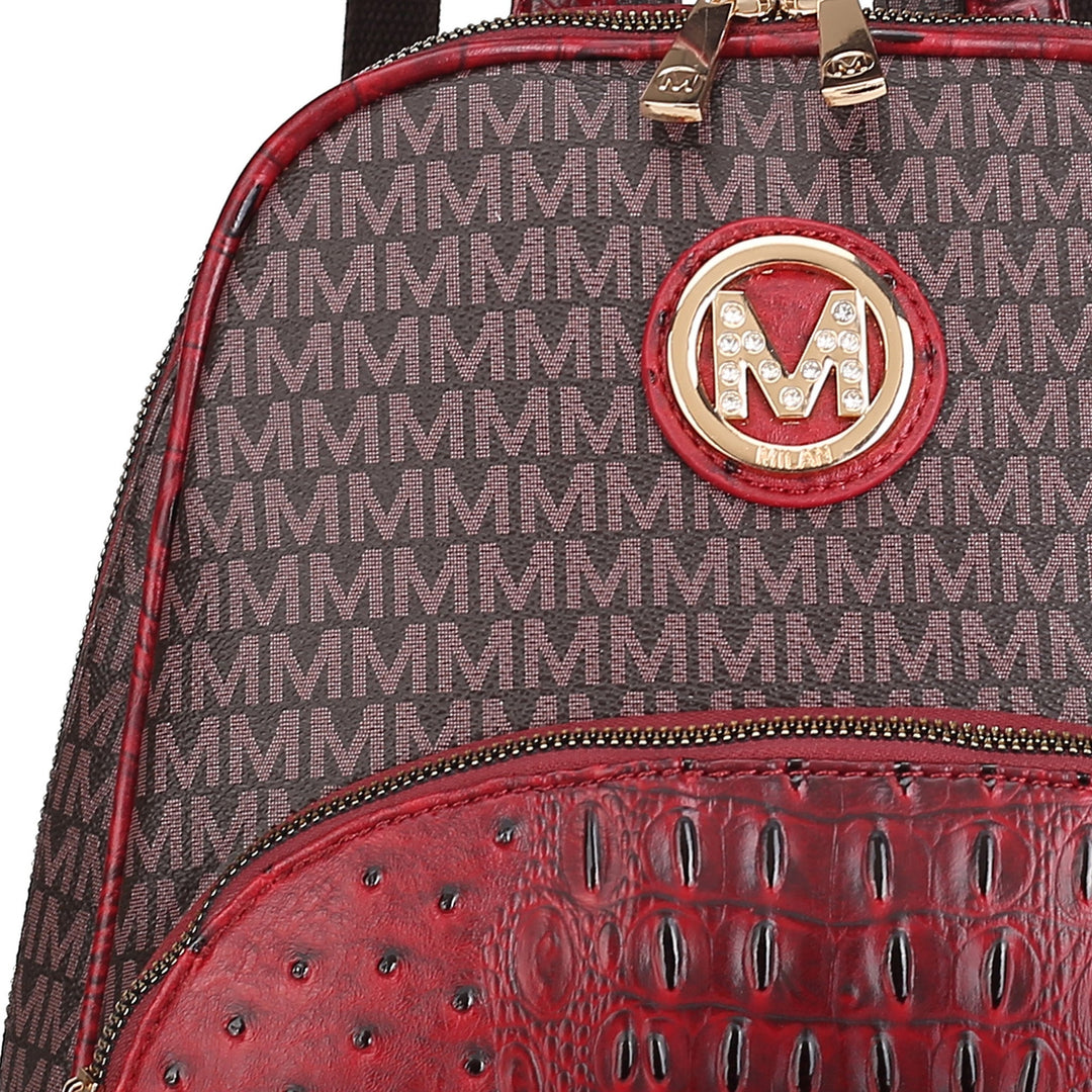 MKFCollection Olympia Signature Backpack - Vegan Leather Designer Handbag Image 4