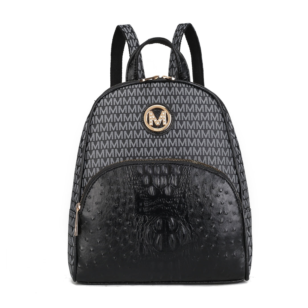 MKFCollection Olympia Signature Backpack - Vegan Leather Designer Handbag Image 7