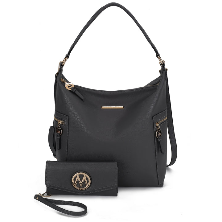 MKFCollection Ophelia Hobo Bag and Wallet Set - Vegan Leather Designer Handbag Image 4