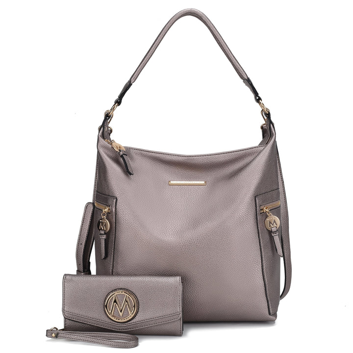 MKFCollection Ophelia Hobo Bag and Wallet Set - Vegan Leather Designer Handbag Image 9