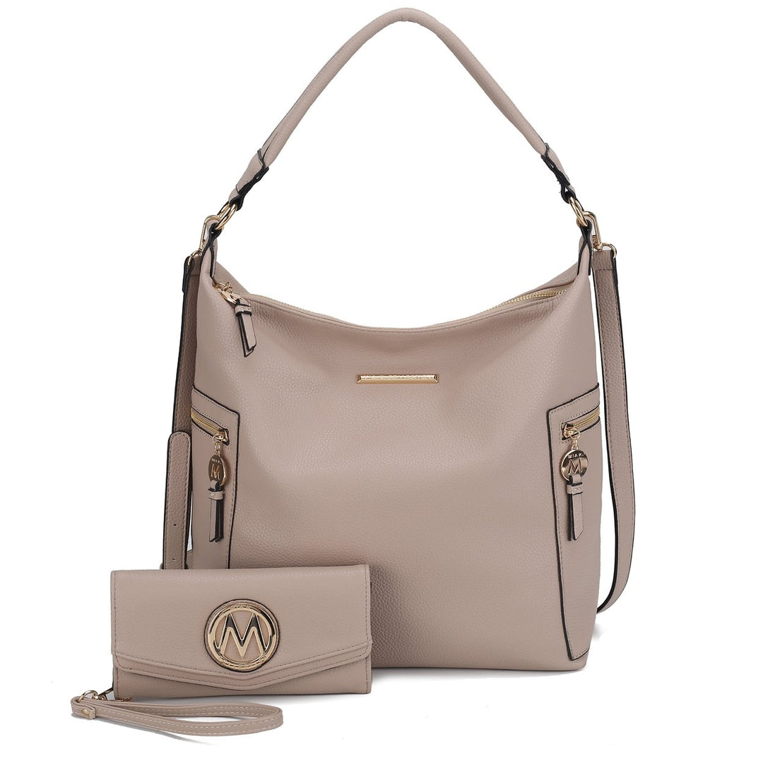 MKFCollection Ophelia Hobo Bag and Wallet Set - Vegan Leather Designer Handbag Image 1