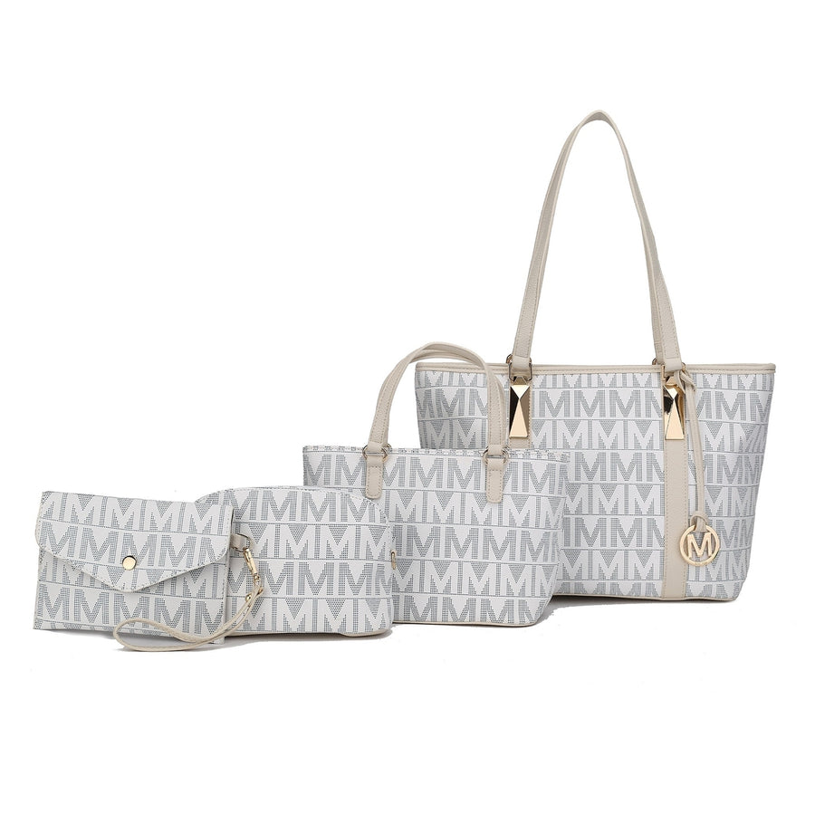 MKFCollection Marimar Signature Tote Bag and Set Vegan Leather Designer Handbag Image 1