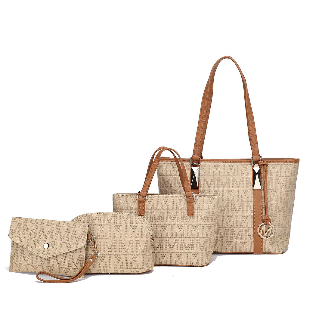 MKFCollection Marimar Signature Tote Bag and Set Vegan Leather Designer Handbag Image 2