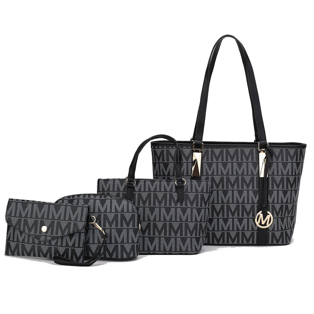 MKFCollection Marimar Signature Tote Bag and Set Vegan Leather Designer Handbag Image 3