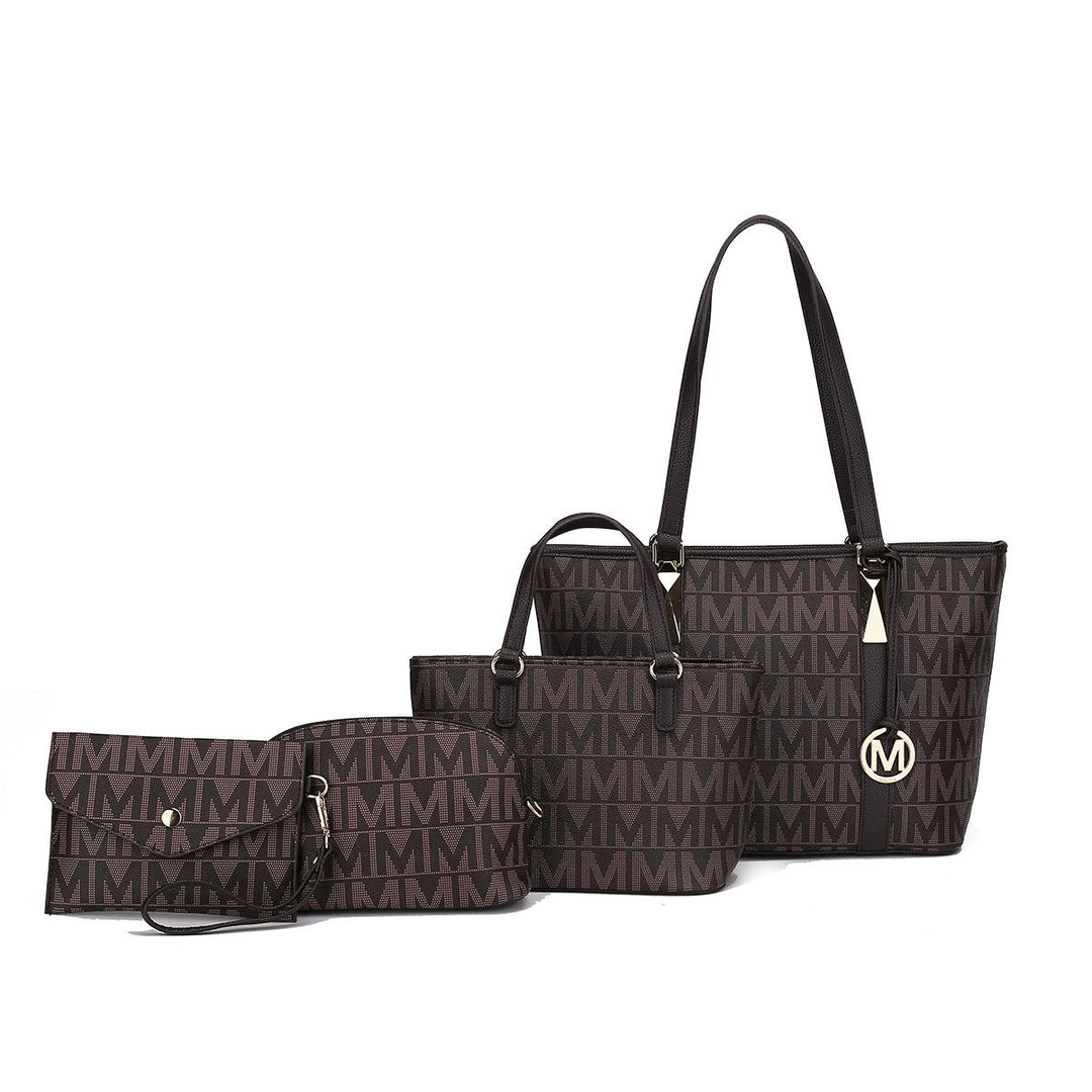 MKFCollection Marimar Signature Tote Bag and Set Vegan Leather Designer Handbag Image 4